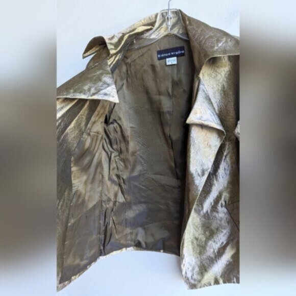 Gold metallic floral paisley Bianca Nygard open jacket - Picture 5 of 8